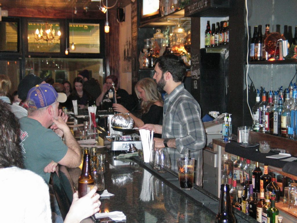 Bobby behind the bar at the cortland