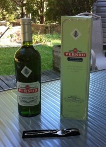 20110831-044958.jpg A bottle of Pernod Aux Plantes d’Absinthe Supérieure, the collector’s box it came in, and a special sugar spoon with black velvet case