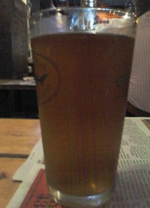 A pint of Southampton Pumpkin Ale from Rattle N Hum Bar in NYC