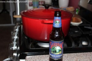 Cooking (and drinking) with Saranac. Photo courtesy of The Backyard Pioneer (Facebook) 