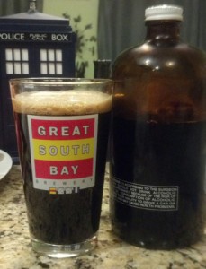 Snaggletooth Stout in my Great South Bay pint glass.