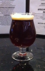 A glass of Old Foghorn at Road Trip American Ale House