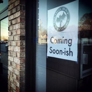 Coming soon-ish sign on Blind Bat Brewery’s soon-to-open brewery