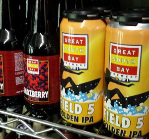 Cans of Great South Bay Field 5 Golden IPA