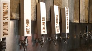 Several beer taps at the soon-to-be opened Square Head Brewing