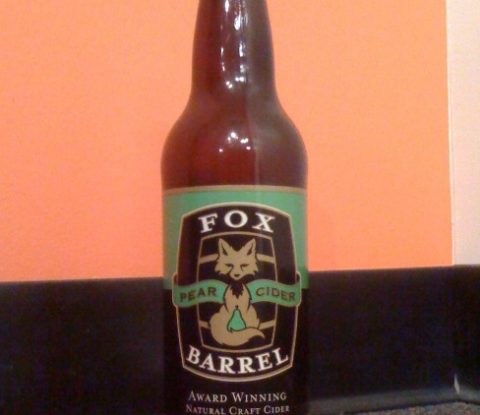A bottle of Fox Barrel Pear Cider