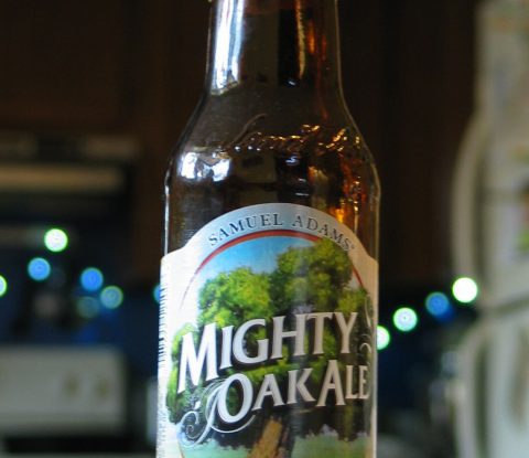 a bottle of Mighty Oak Ale by Samuel Adams