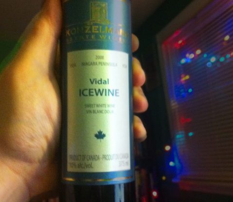 A 375 ml bottle of Konzelmann Estates 2008 Vidal Icewine