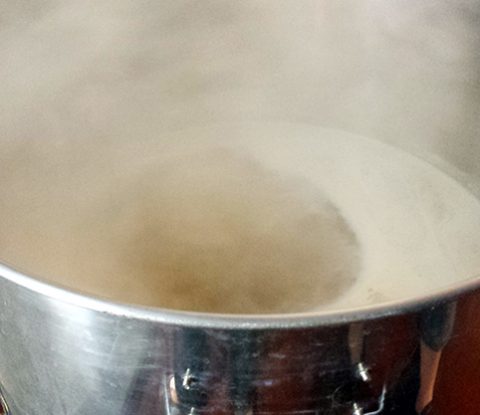Boiling wort which will become Go Bigg or Go Home IPA