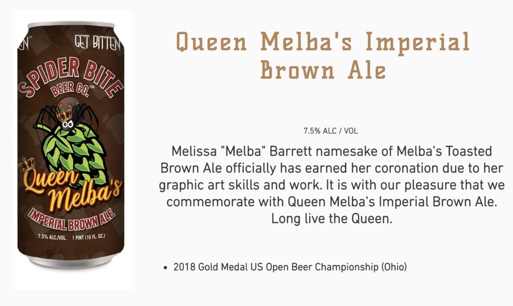 Queen Melba's Imperial Brown Ale, 2018 Gold Medal US Open Beer Championship (Ohio)