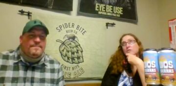 Melba, on right, discusses beer and beer labeling with MFR Sales